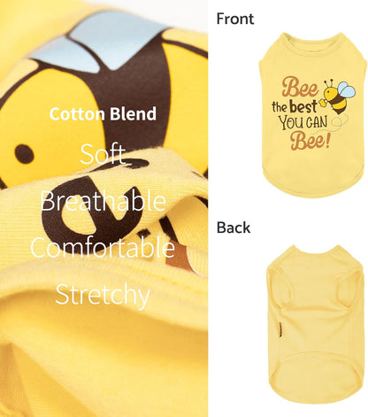 Bee the Best You Can Dog Shirt, Summer Clothes for Small Dogs Boy Girl, Funny Pet Outfit, Yellow, Brown, Blue, XS