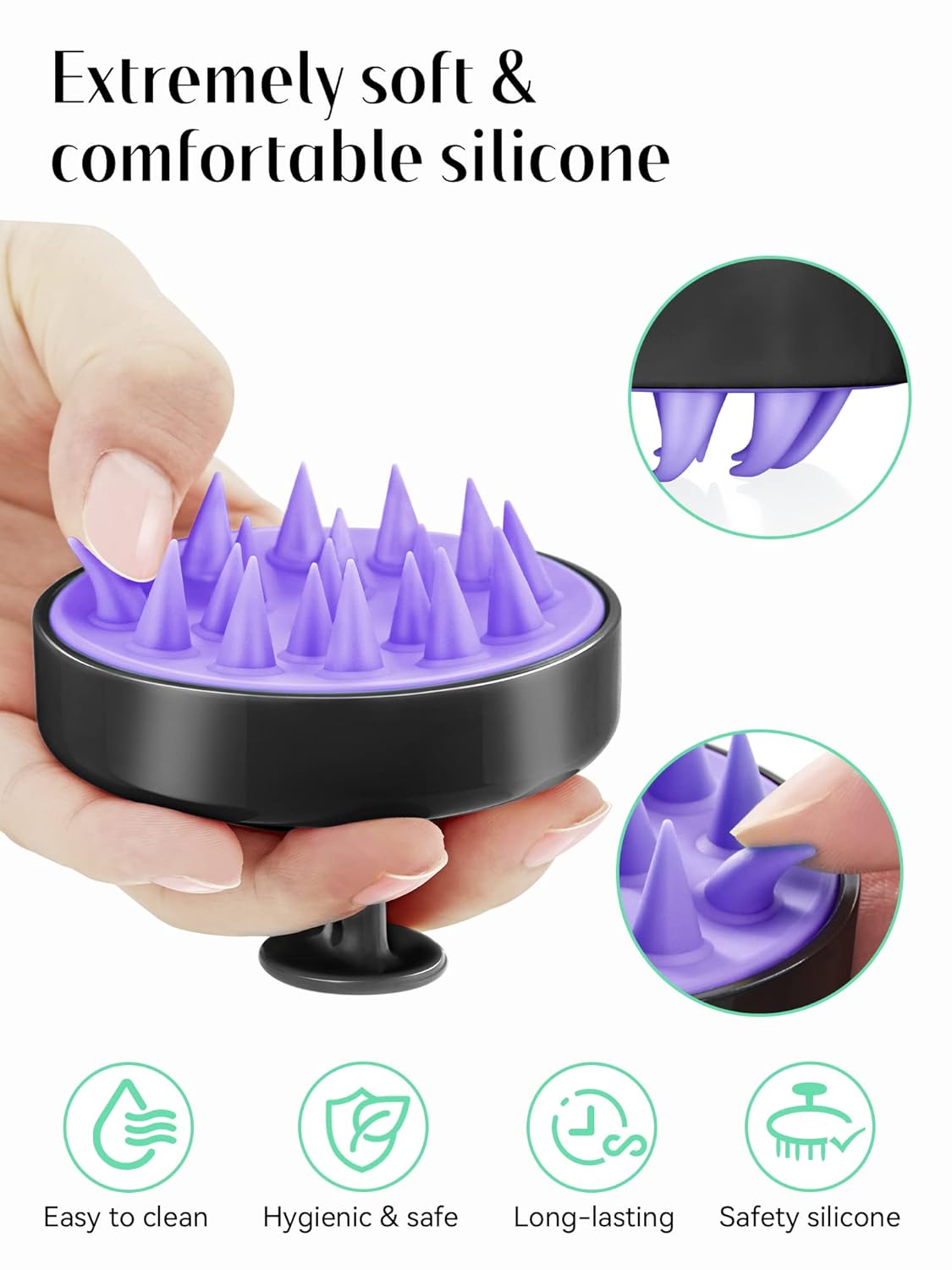 Scalp Massager with Soft Silicone Bristles - Promotes Hair Growth, Exfoliates Scalp, Removes Dandruff, and Enhances Shampoo Cleansing, Yellow
