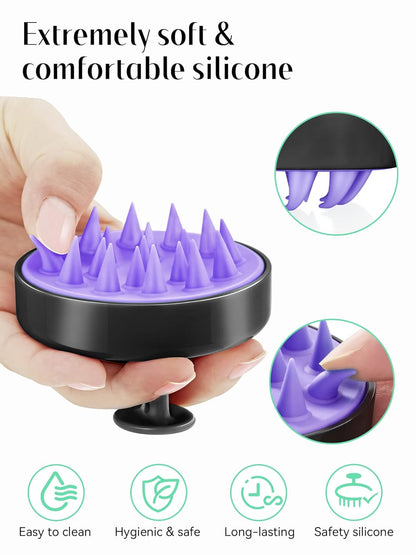 Scalp Massager with Soft Silicone Bristles - Promotes Hair Growth, Exfoliates Scalp, Removes Dandruff, and Enhances Shampoo Cleansing, Yellow