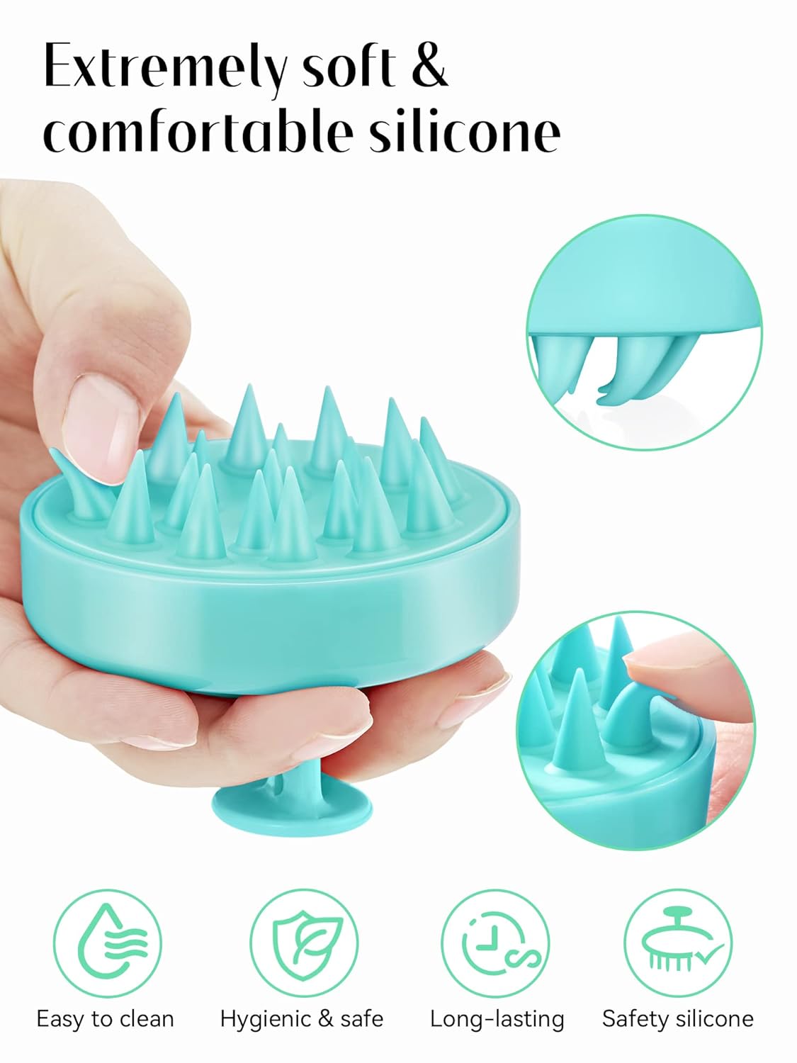Scalp Massager with Soft Silicone Bristles - Promotes Hair Growth, Exfoliates Scalp, Removes Dandruff, and Enhances Shampoo Cleansing, Yellow