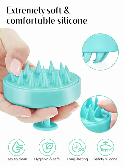 Scalp Massager with Soft Silicone Bristles - Promotes Hair Growth, Exfoliates Scalp, Removes Dandruff, and Enhances Shampoo Cleansing, Yellow