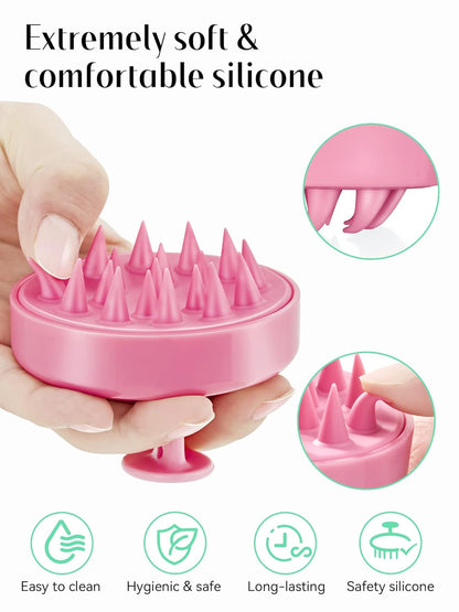 Scalp Massager with Soft Silicone Bristles - Promotes Hair Growth, Exfoliates Scalp, Removes Dandruff, and Enhances Shampoo Cleansing, Yellow