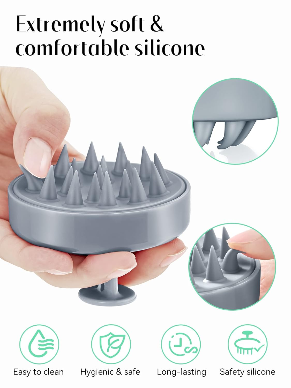 Scalp Massager with Soft Silicone Bristles - Promotes Hair Growth, Exfoliates Scalp, Removes Dandruff, and Enhances Shampoo Cleansing, Yellow