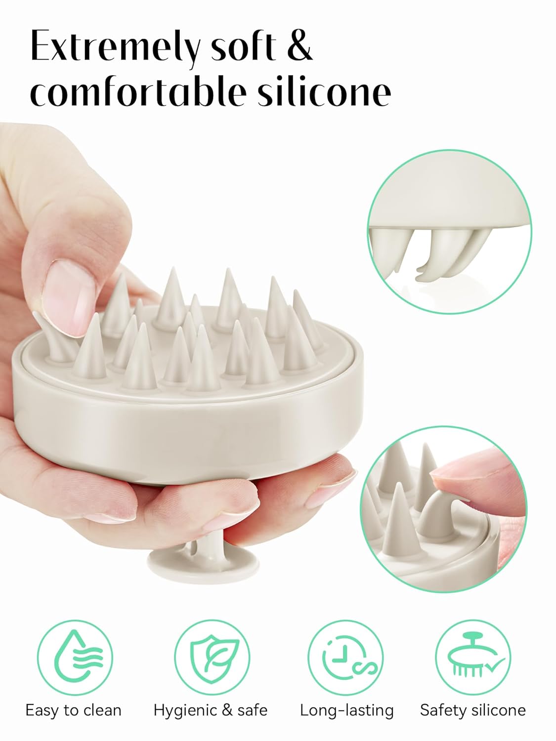 Scalp Massager with Soft Silicone Bristles - Promotes Hair Growth, Exfoliates Scalp, Removes Dandruff, and Enhances Shampoo Cleansing, Yellow
