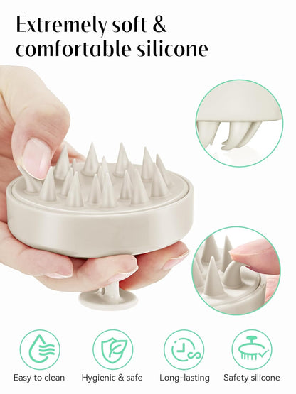 Scalp Massager with Soft Silicone Bristles - Promotes Hair Growth, Exfoliates Scalp, Removes Dandruff, and Enhances Shampoo Cleansing, Yellow