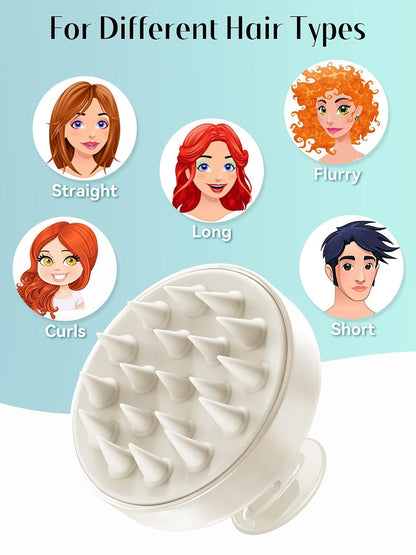 Scalp Massager with Soft Silicone Bristles - Promotes Hair Growth, Exfoliates Scalp, Removes Dandruff, and Enhances Shampoo Cleansing, Yellow