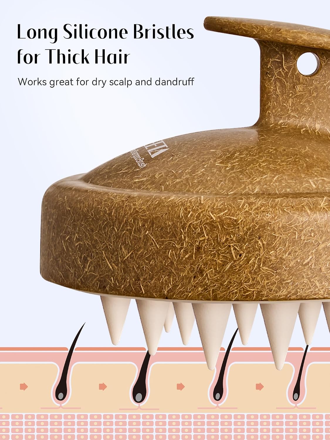 Scalp Massager with Soft Silicone Bristles - Promotes Hair Growth, Exfoliates Scalp, Removes Dandruff, and Enhances Shampoo Cleansing, Yellow
