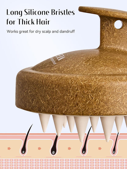Scalp Massager with Soft Silicone Bristles - Promotes Hair Growth, Exfoliates Scalp, Removes Dandruff, and Enhances Shampoo Cleansing, Yellow