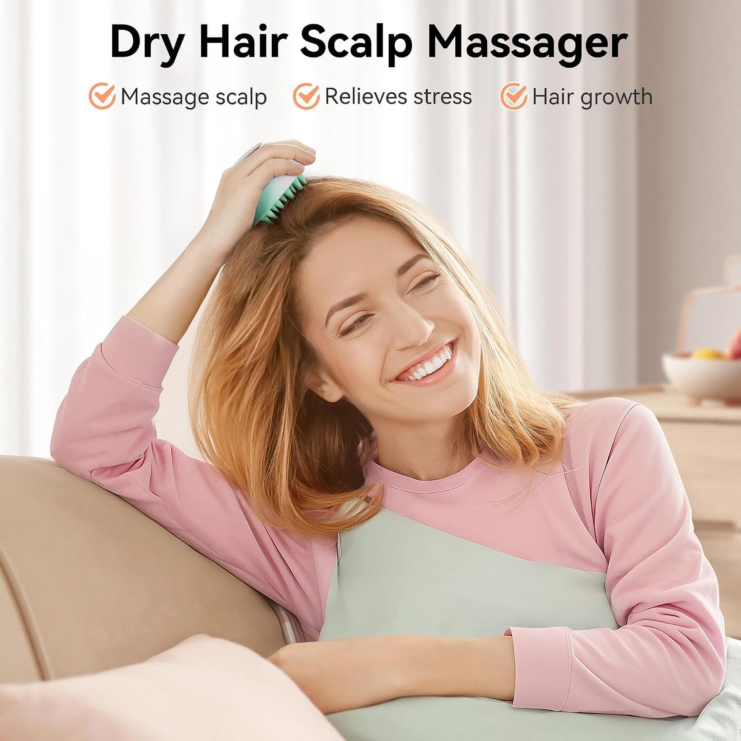 Scalp Massager with Soft Silicone Bristles - Promotes Hair Growth, Exfoliates Scalp, Removes Dandruff, and Enhances Shampoo Cleansing, Yellow