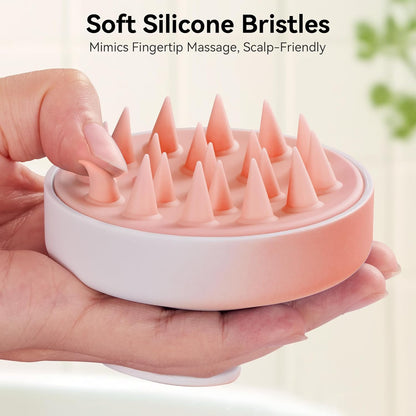 Scalp Massager with Soft Silicone Bristles - Promotes Hair Growth, Exfoliates Scalp, Removes Dandruff, and Enhances Shampoo Cleansing, Yellow