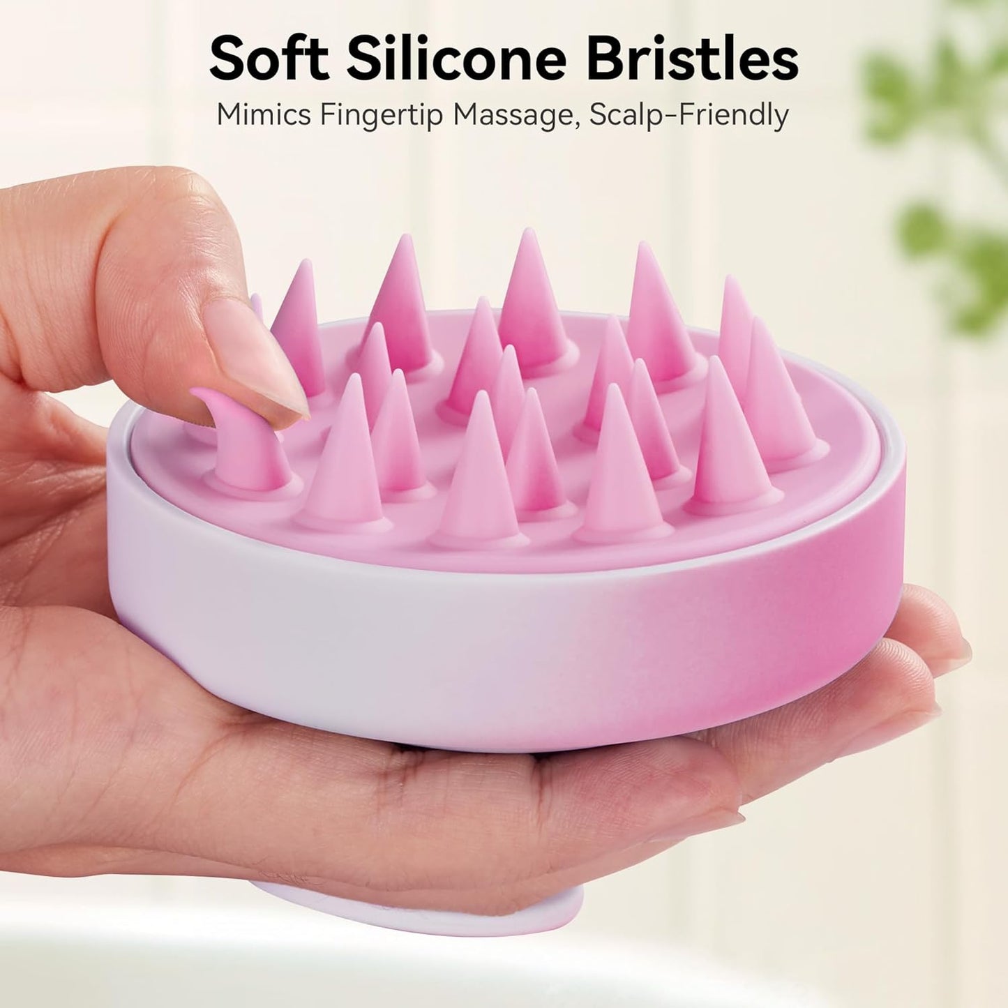 Scalp Massager with Soft Silicone Bristles - Promotes Hair Growth, Exfoliates Scalp, Removes Dandruff, and Enhances Shampoo Cleansing, Yellow