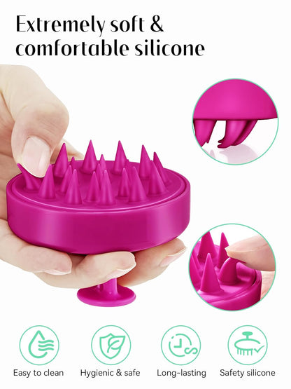 Scalp Massager with Soft Silicone Bristles - Promotes Hair Growth, Exfoliates Scalp, Removes Dandruff, and Enhances Shampoo Cleansing, Yellow