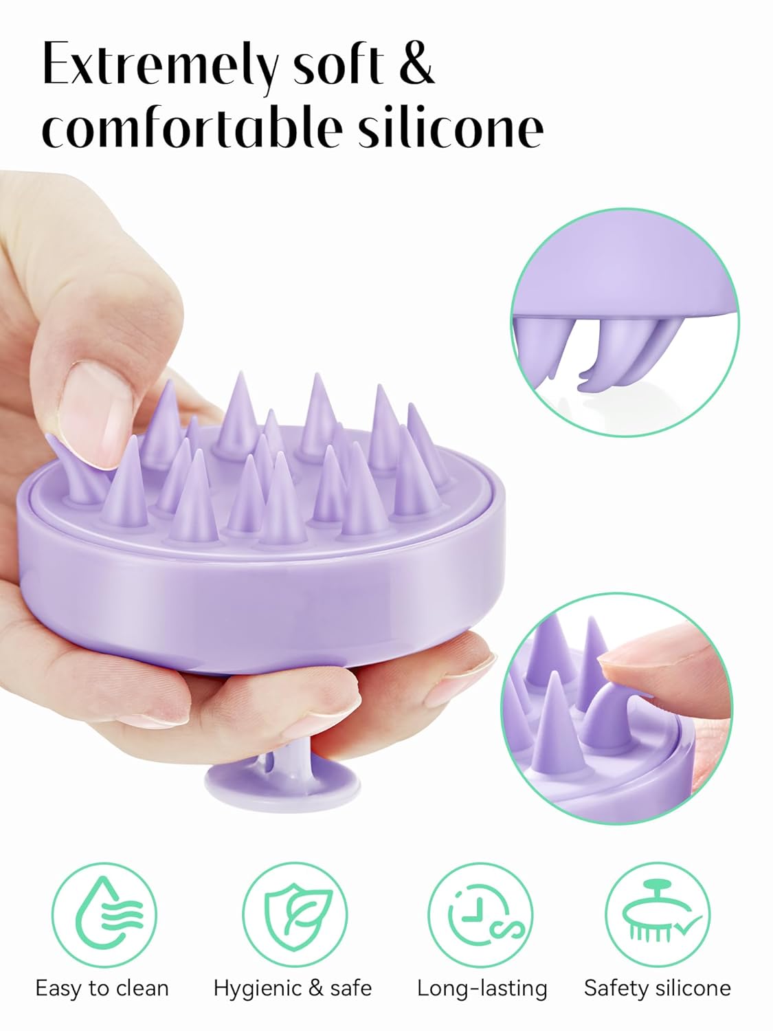 Scalp Massager with Soft Silicone Bristles - Promotes Hair Growth, Exfoliates Scalp, Removes Dandruff, and Enhances Shampoo Cleansing, Yellow