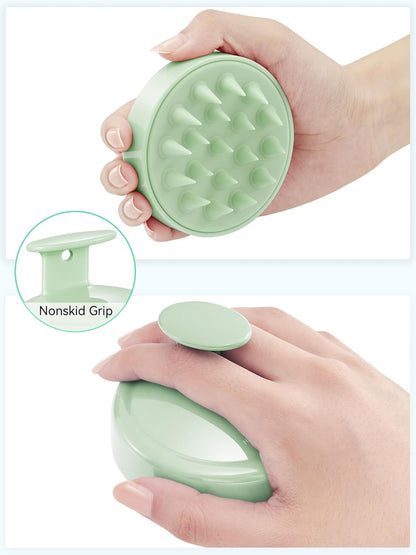 Scalp Massager with Soft Silicone Bristles - Promotes Hair Growth, Exfoliates Scalp, Removes Dandruff, and Enhances Shampoo Cleansing, Yellow
