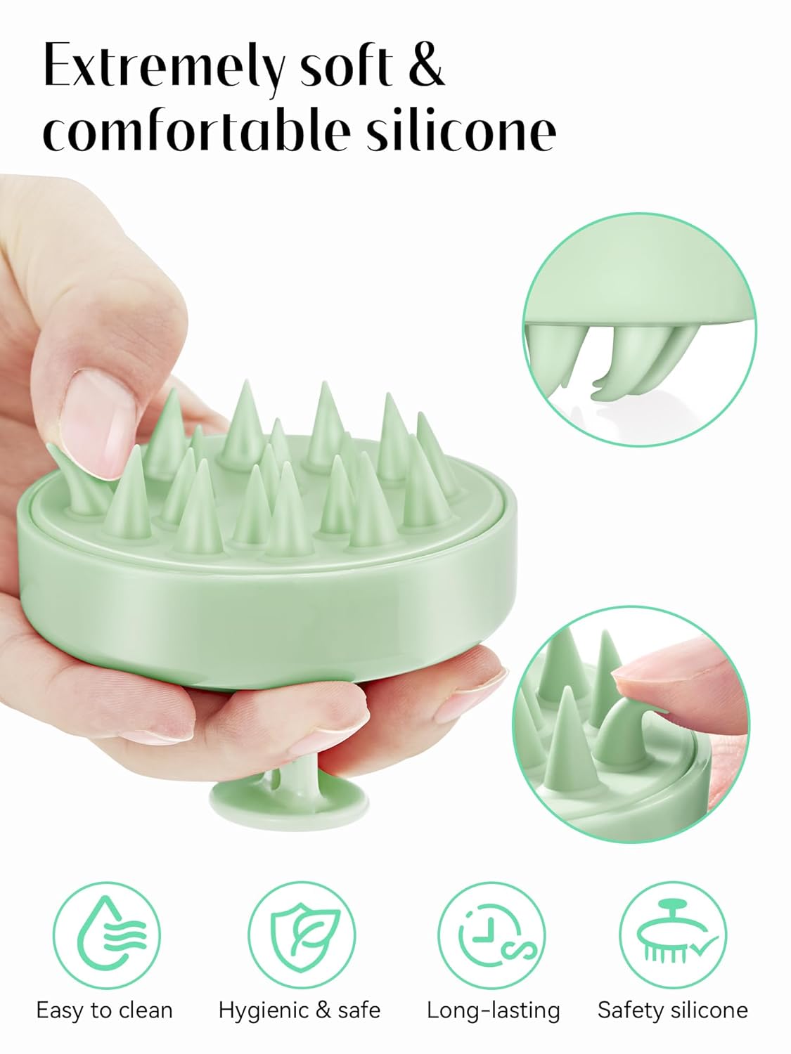 Scalp Massager with Soft Silicone Bristles - Promotes Hair Growth, Exfoliates Scalp, Removes Dandruff, and Enhances Shampoo Cleansing, Yellow