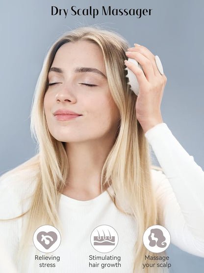 Scalp Massager with Soft Silicone Bristles - Promotes Hair Growth, Exfoliates Scalp, Removes Dandruff, and Enhances Shampoo Cleansing, Yellow