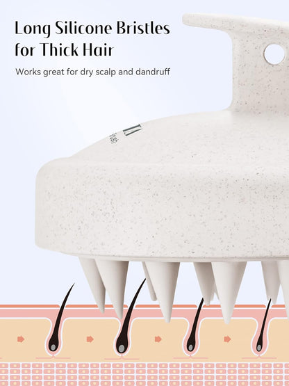 Scalp Massager with Soft Silicone Bristles - Promotes Hair Growth, Exfoliates Scalp, Removes Dandruff, and Enhances Shampoo Cleansing, Yellow