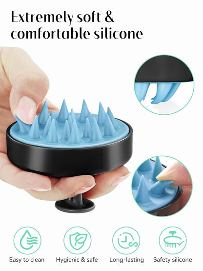 Scalp Massager with Soft Silicone Bristles - Promotes Hair Growth, Exfoliates Scalp, Removes Dandruff, and Enhances Shampoo Cleansing, Yellow
