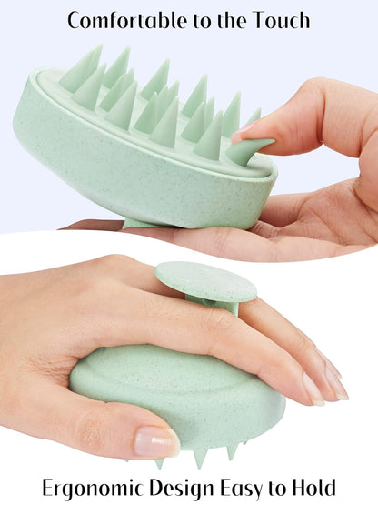 Scalp Massager with Soft Silicone Bristles - Promotes Hair Growth, Exfoliates Scalp, Removes Dandruff, and Enhances Shampoo Cleansing, Yellow