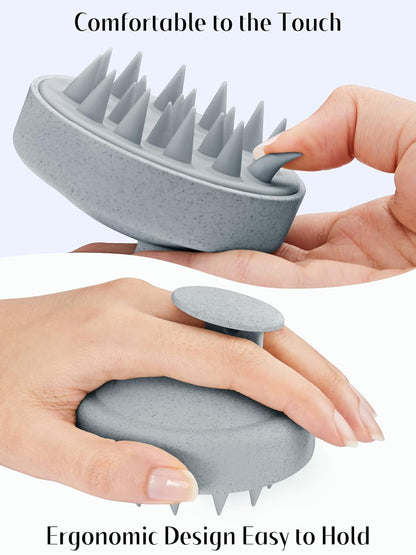 Scalp Massager with Soft Silicone Bristles - Promotes Hair Growth, Exfoliates Scalp, Removes Dandruff, and Enhances Shampoo Cleansing, Yellow