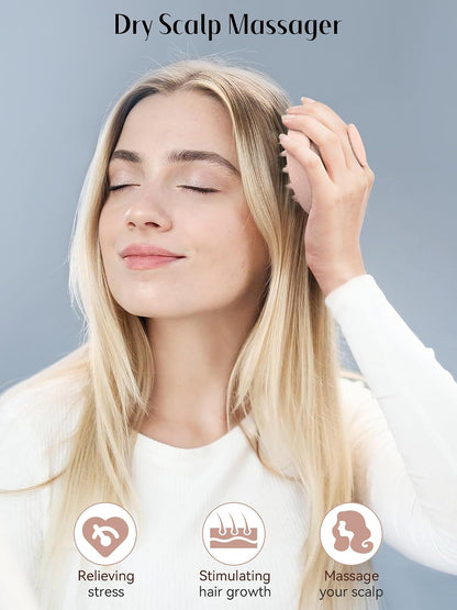 Scalp Massager with Soft Silicone Bristles - Promotes Hair Growth, Exfoliates Scalp, Removes Dandruff, and Enhances Shampoo Cleansing, Yellow
