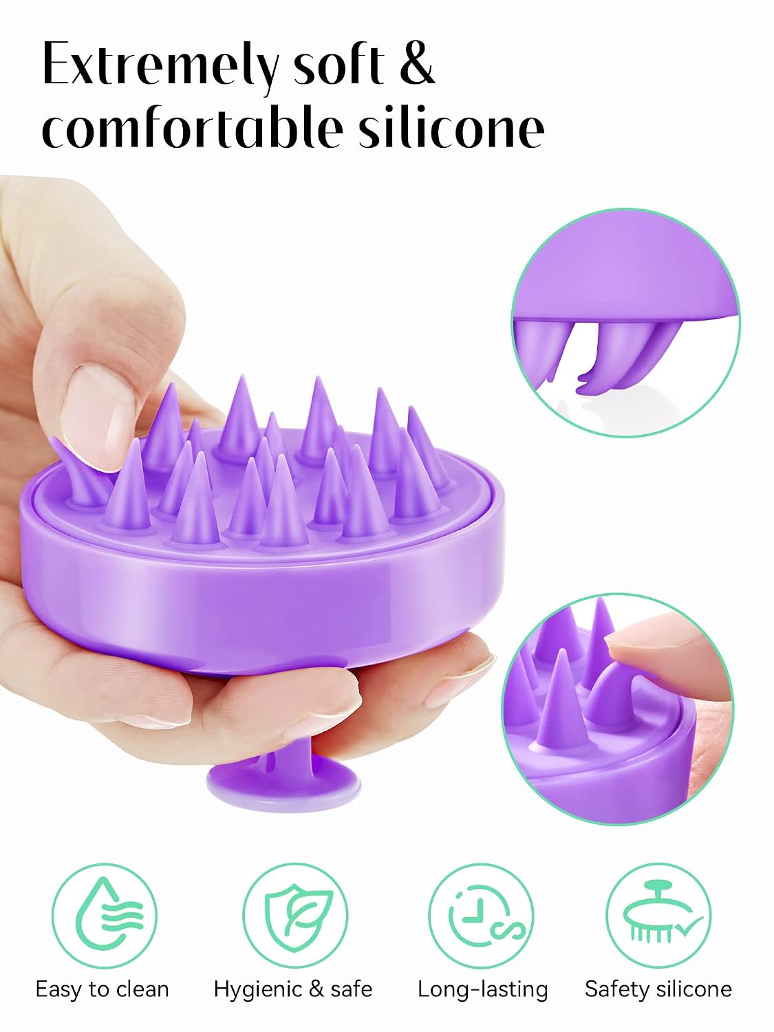 Scalp Massager with Soft Silicone Bristles - Promotes Hair Growth, Exfoliates Scalp, Removes Dandruff, and Enhances Shampoo Cleansing, Yellow