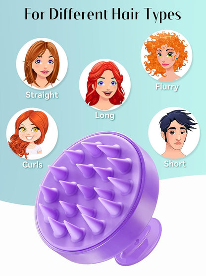 Scalp Massager with Soft Silicone Bristles - Promotes Hair Growth, Exfoliates Scalp, Removes Dandruff, and Enhances Shampoo Cleansing, Yellow