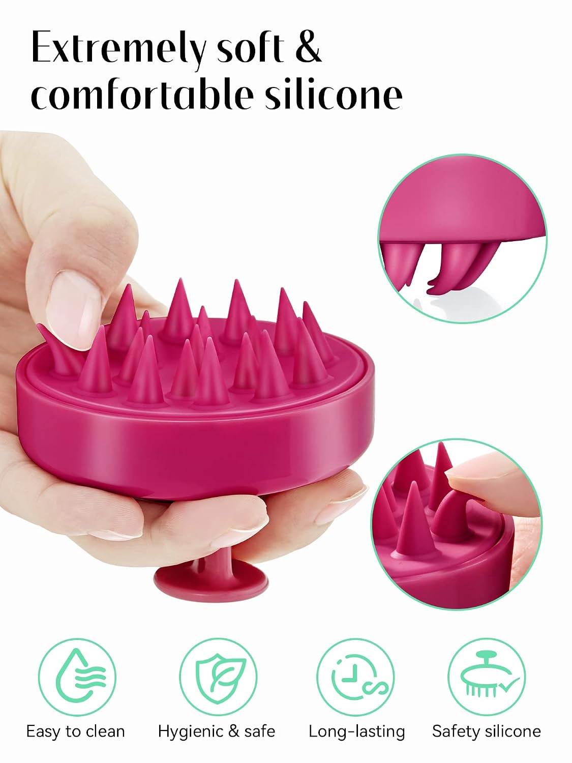 Scalp Massager with Soft Silicone Bristles - Promotes Hair Growth, Exfoliates Scalp, Removes Dandruff, and Enhances Shampoo Cleansing, Yellow