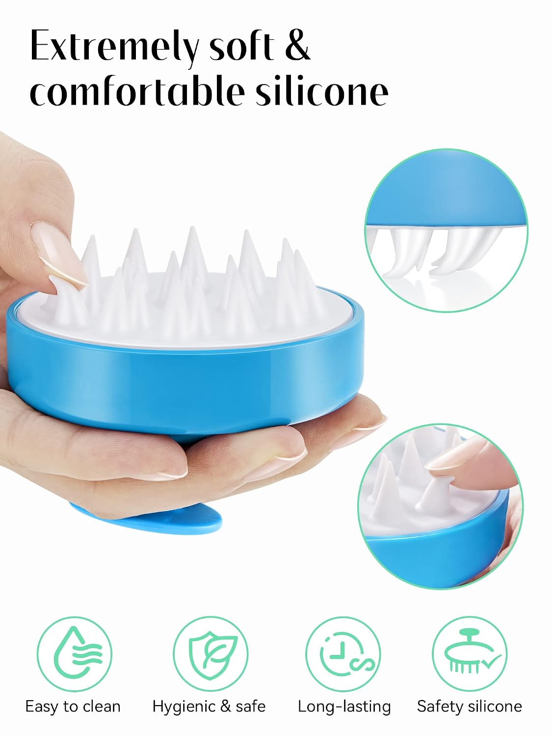 Scalp Massager with Soft Silicone Bristles - Promotes Hair Growth, Exfoliates Scalp, Removes Dandruff, and Enhances Shampoo Cleansing, Yellow