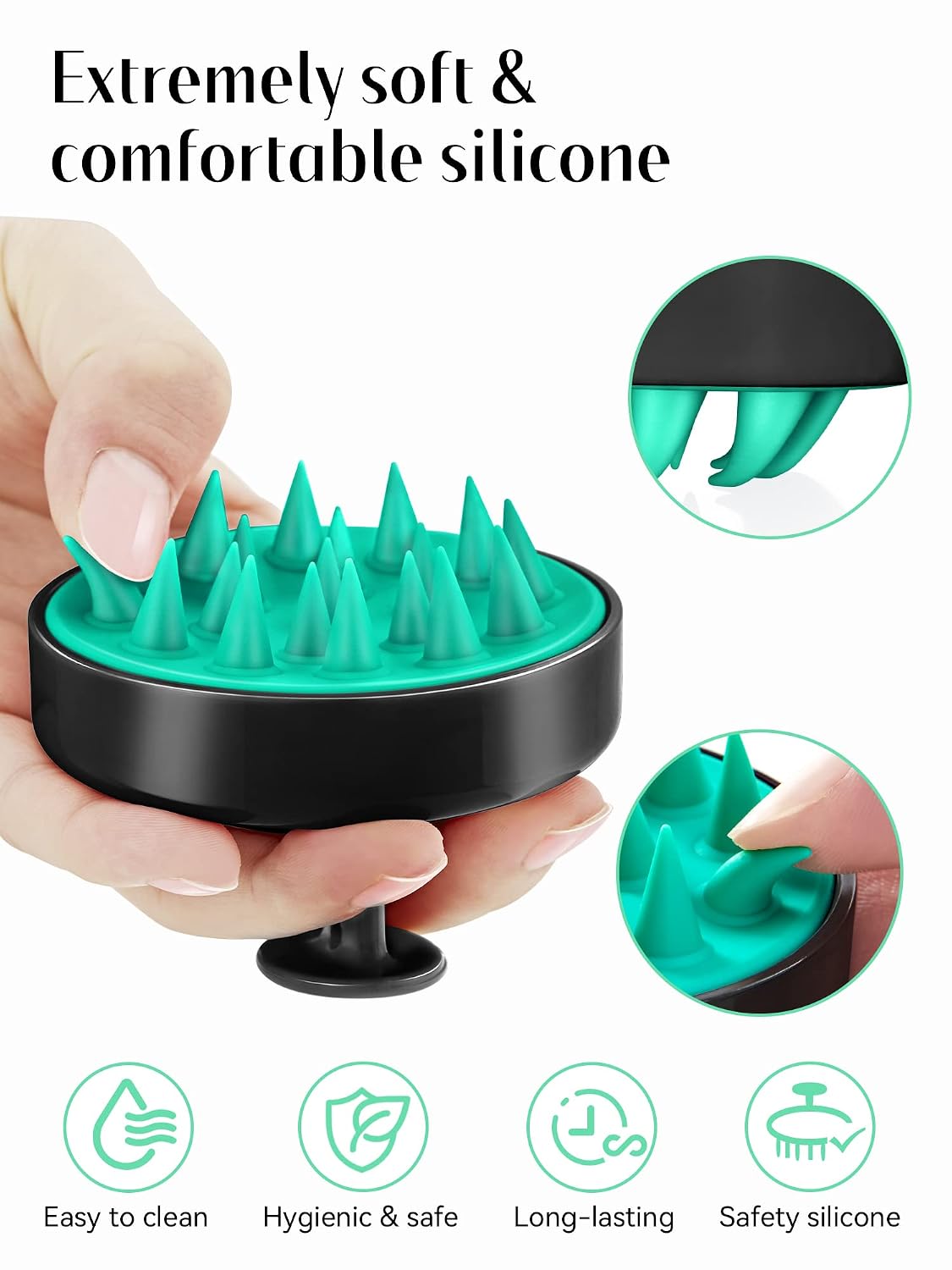 Scalp Massager with Soft Silicone Bristles - Promotes Hair Growth, Exfoliates Scalp, Removes Dandruff, and Enhances Shampoo Cleansing, Yellow