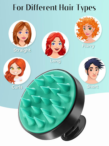 Scalp Massager with Soft Silicone Bristles - Promotes Hair Growth, Exfoliates Scalp, Removes Dandruff, and Enhances Shampoo Cleansing, Yellow