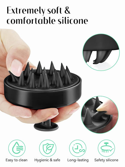 Scalp Massager with Soft Silicone Bristles - Promotes Hair Growth, Exfoliates Scalp, Removes Dandruff, and Enhances Shampoo Cleansing, Yellow