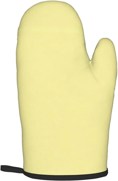 Light Yellow Print Oven Mitts and Pot Holders Sets | Heat Resistant Oven Mitts And Pot Holders Set, Non Slip Kitchen Baking Gloves Hot Pads For Cooking Roasting Baking Use