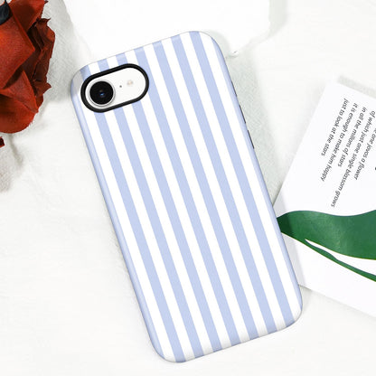 Magnetic for iPhone 17e Case Cute Stripes Phone Case, Blue&White | Aesthetic Striped Shockproof Slim TPU and Hard PC Protective Phone Cover Compatible with MagSafe Designed for Women Girls