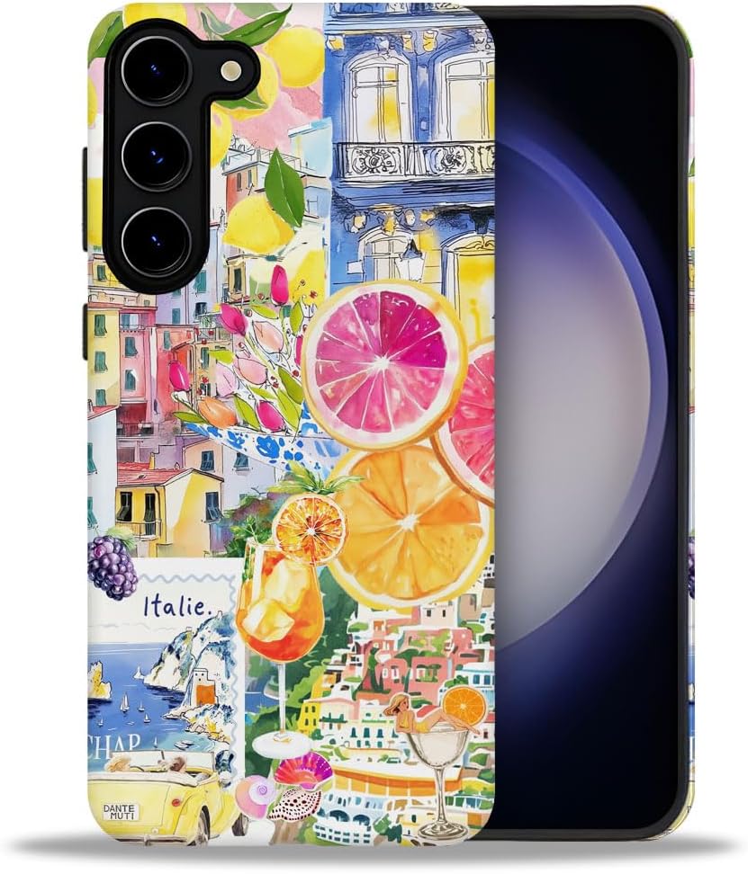 Case for Samsung Galaxy S23,Military-Grade Protection Cover,Lemon Collage Summer（Frosted）