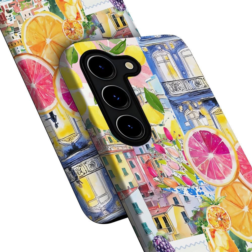 Case for Samsung Galaxy S23,Military-Grade Protection Cover,Lemon Collage Summer（Frosted）
