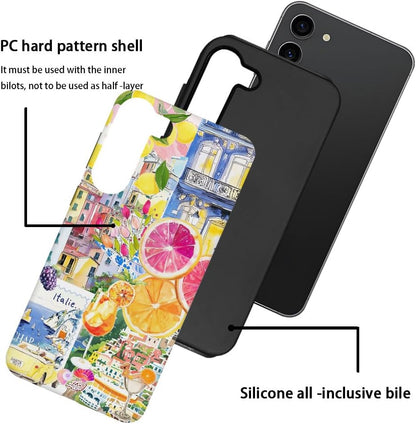 Case for Samsung Galaxy S23,Military-Grade Protection Cover,Lemon Collage Summer（Frosted）