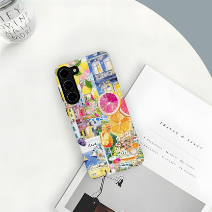 Case for Samsung Galaxy S23,Military-Grade Protection Cover,Lemon Collage Summer（Frosted）