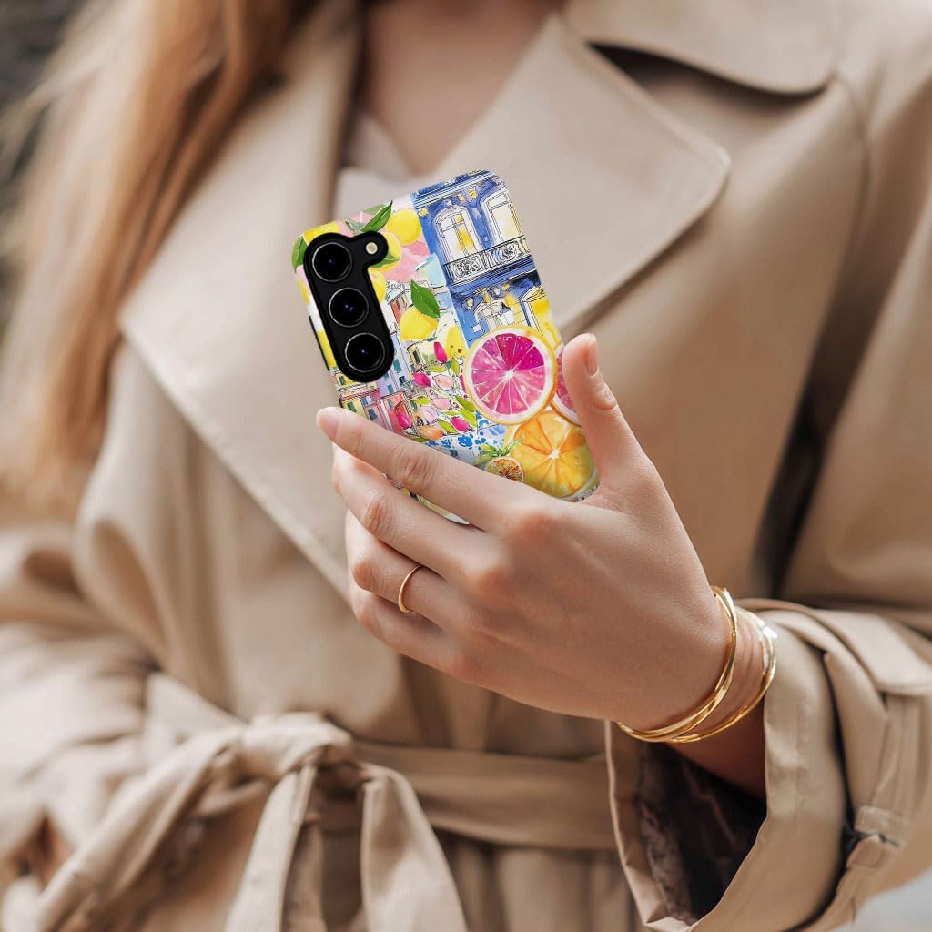 Case for Samsung Galaxy S23,Military-Grade Protection Cover,Lemon Collage Summer（Frosted）
