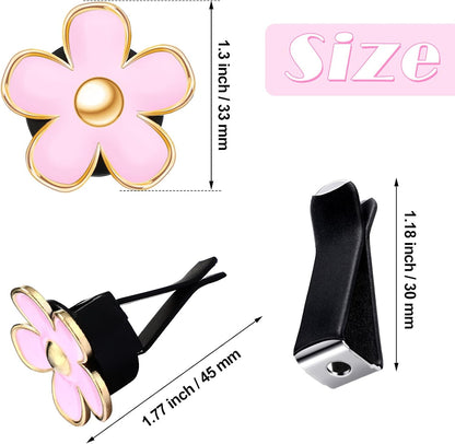 Daisy Flower Car Air Vent Clips,3/3.3 Cm,Red, Pink, White) | Cute Aesthetic Dashboard Accessories, Clip-on Fits AC Vents, Floral Charm Decor for Vehicle Interior Styling