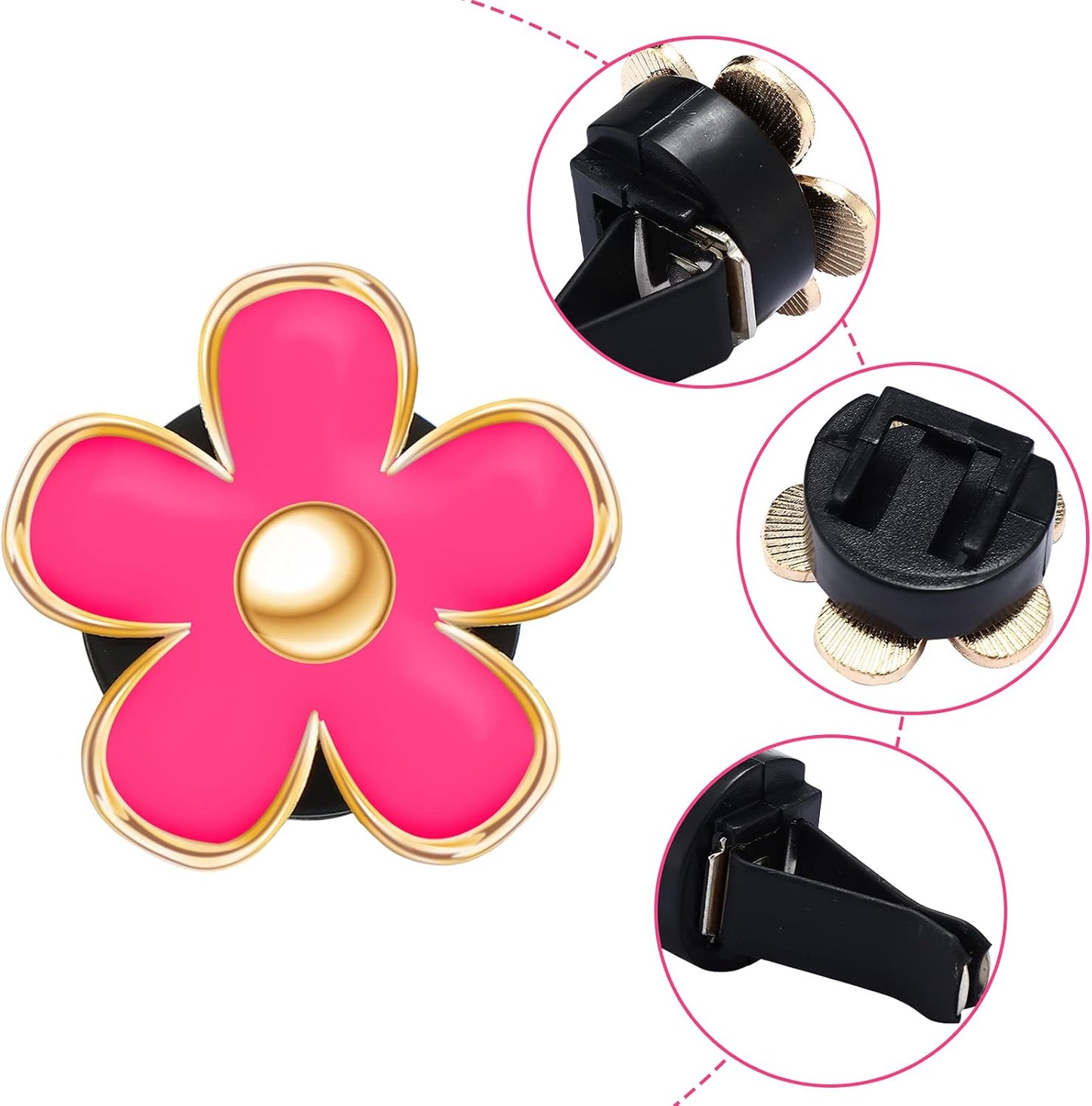 Daisy Flower Car Air Vent Clips,3/3.3 Cm,Red, Pink, White) | Cute Aesthetic Dashboard Accessories, Clip-on Fits AC Vents, Floral Charm Decor for Vehicle Interior Styling