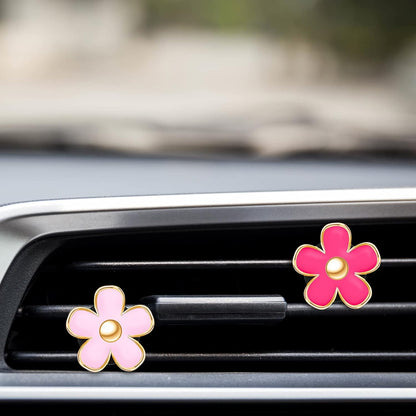 Daisy Flower Car Air Vent Clips,3/3.3 Cm,Red, Pink, White) | Cute Aesthetic Dashboard Accessories, Clip-on Fits AC Vents, Floral Charm Decor for Vehicle Interior Styling
