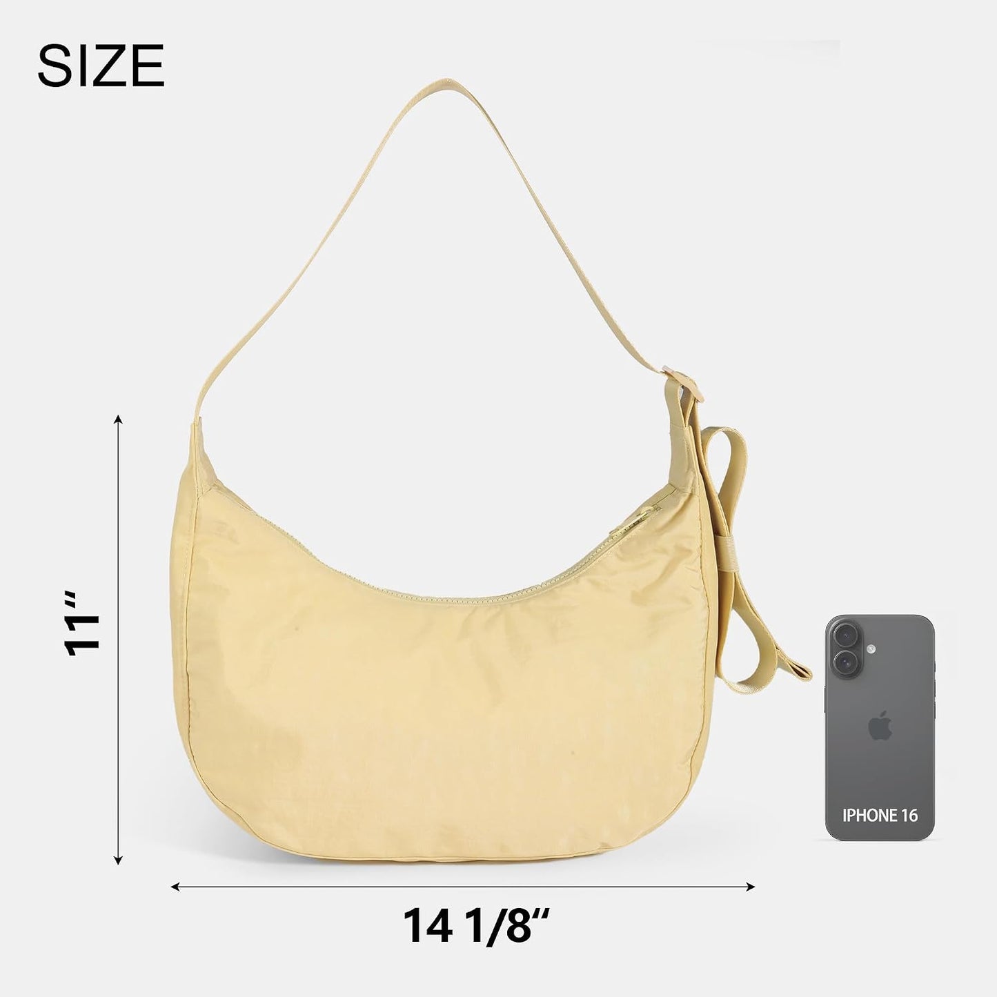 Medium Nylon Crossbody Crescent Bag: Slouchy Style Shoulder Casual with Adjustable Strap