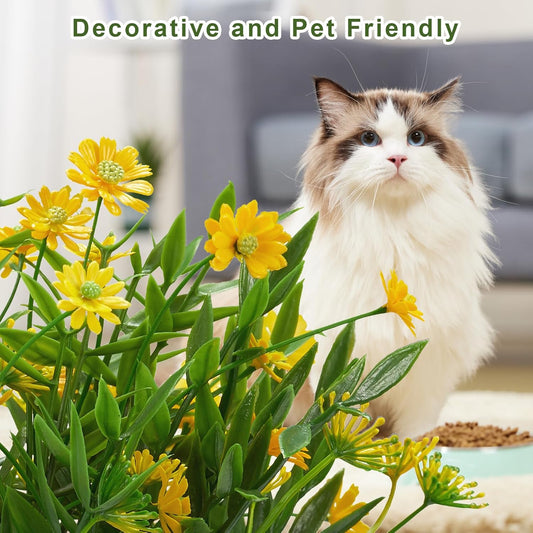 Fake Plants Daisy for Bathroom Decor, Small Potted Artificial Plants Indoor for Shelf Desk Home Bathroom Farmhouse Room Coffee Table Decor, Yellow