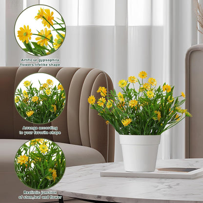 Fake Plants Daisy for Bathroom Decor, Small Potted Artificial Plants Indoor for Shelf Desk Home Bathroom Farmhouse Room Coffee Table Decor, Yellow