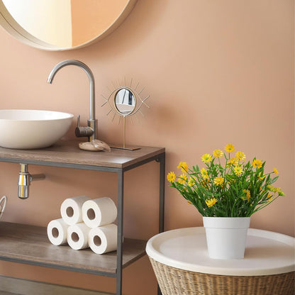 Fake Plants Daisy for Bathroom Decor, Small Potted Artificial Plants Indoor for Shelf Desk Home Bathroom Farmhouse Room Coffee Table Decor, Yellow