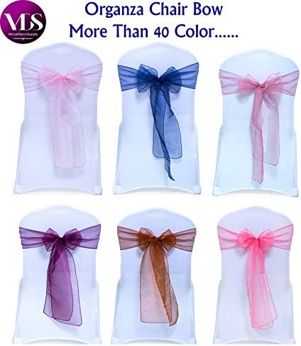 Pack of 100 Organza Chair Sashes for Weddings & Events Décor | Sheer Shiny Dining Chair Bows for Banquet, Party, Reception | Reusable Decorative Sash for Folding & Chiavari Chairs - Yellow
