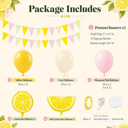 Lemonade Party Decorations Pink Yellow Balloon Arch Kit with Lemon Banners for Summer Lemon Theme Birthday Baby Shower Wedding Bachelorette Bridal Party Lemonade Stand Supplies