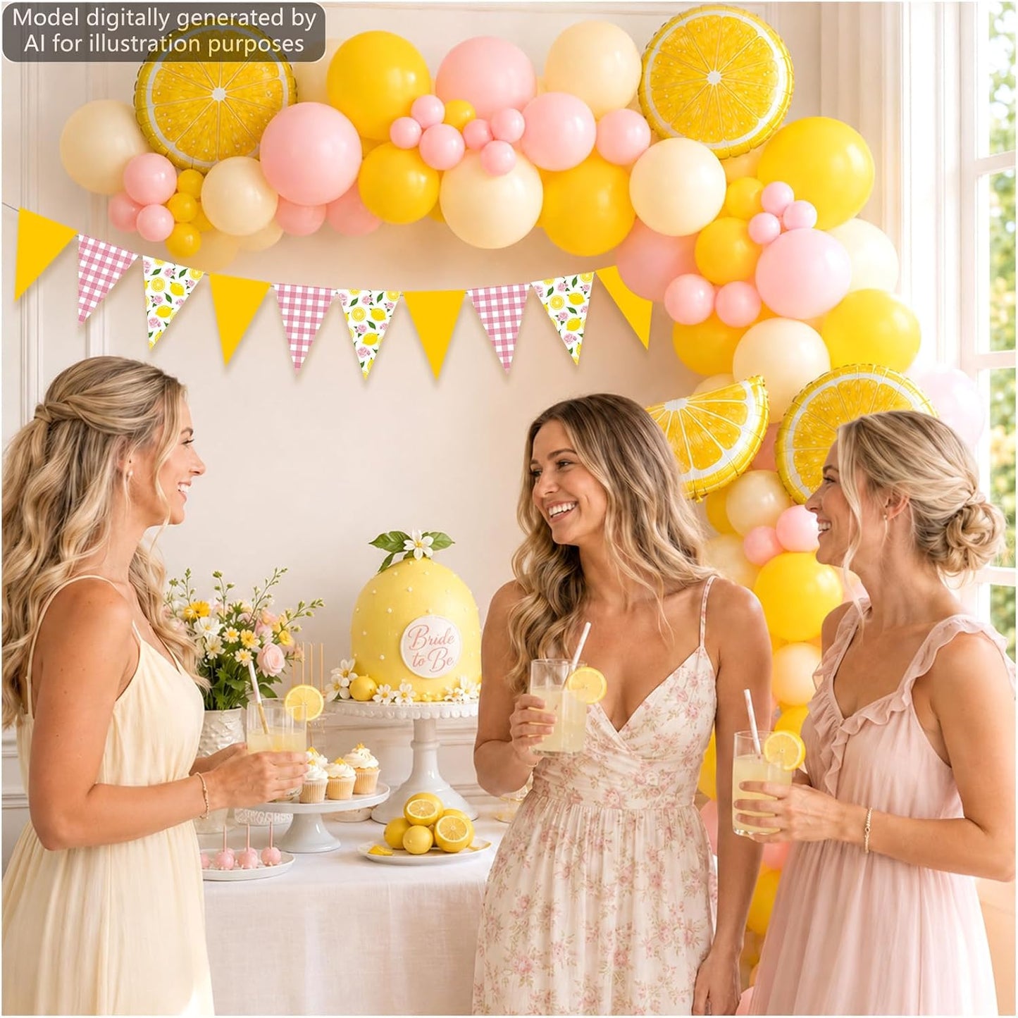 Lemonade Party Decorations Pink Yellow Balloon Arch Kit with Lemon Banners for Summer Lemon Theme Birthday Baby Shower Wedding Bachelorette Bridal Party Lemonade Stand Supplies