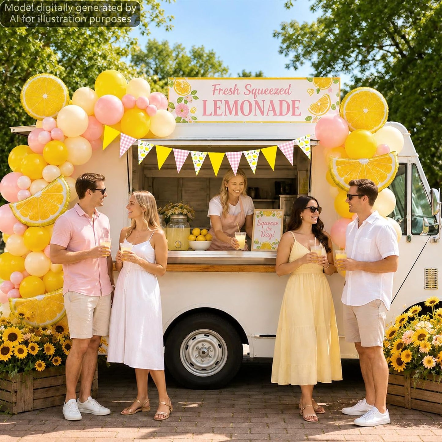 Lemonade Party Decorations Pink Yellow Balloon Arch Kit with Lemon Banners for Summer Lemon Theme Birthday Baby Shower Wedding Bachelorette Bridal Party Lemonade Stand Supplies